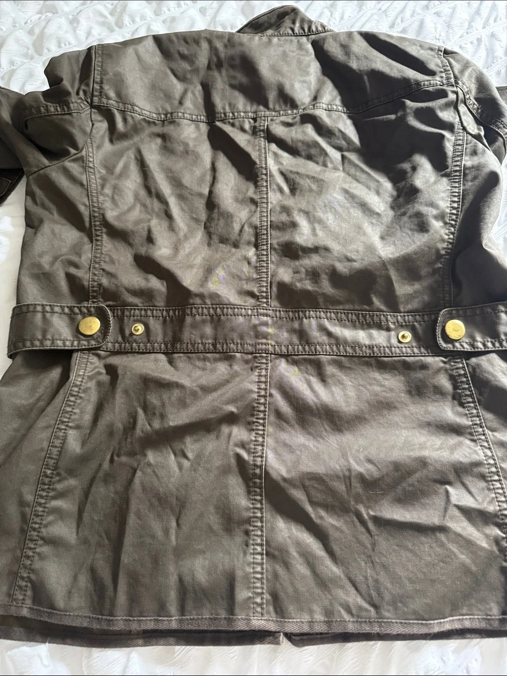 J. Crew Olive Green Utility Jacket with Gold-Tone Snaps